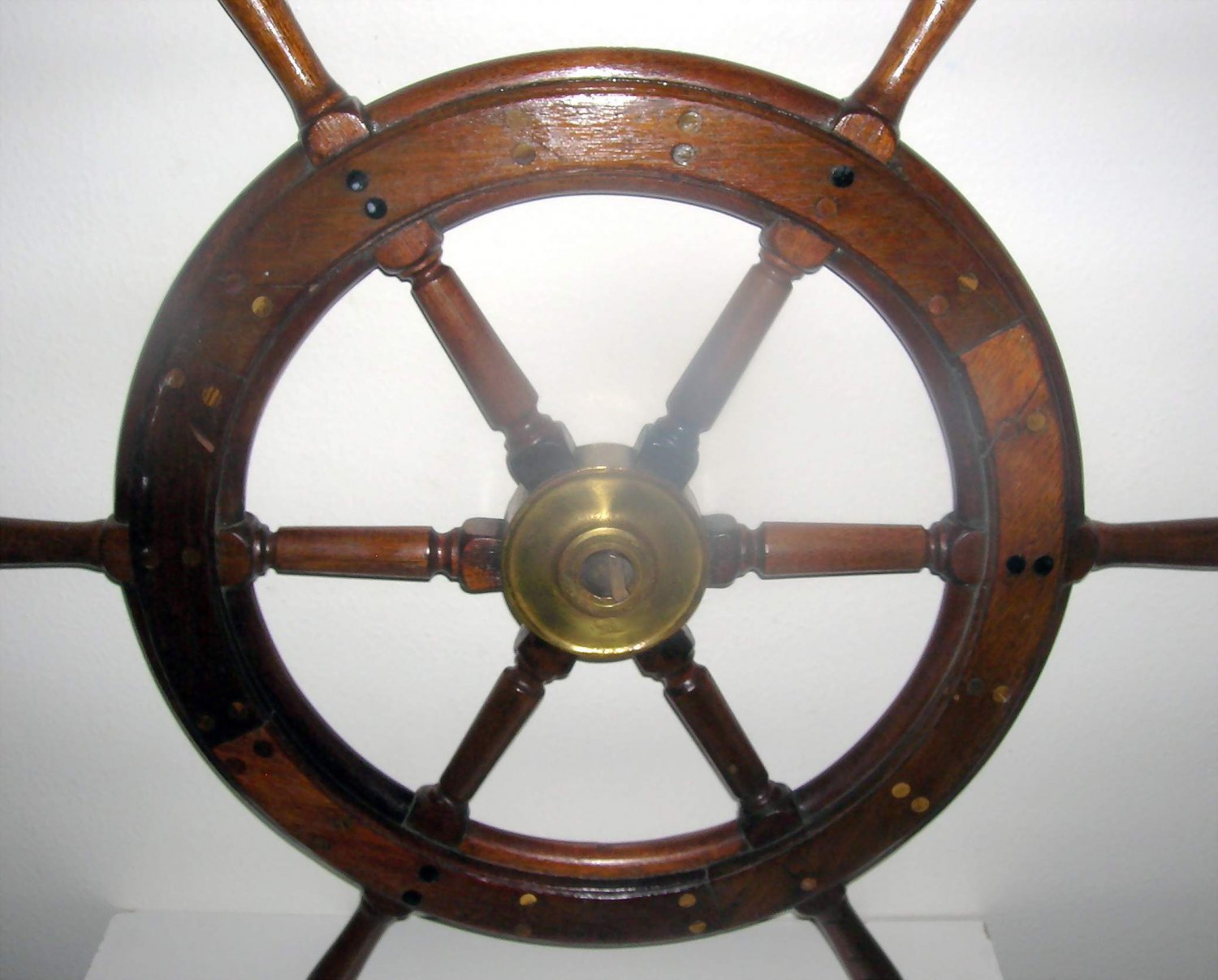 Boat Steering Wheel, Vintage Hardwood W/Brass mount, Must See!