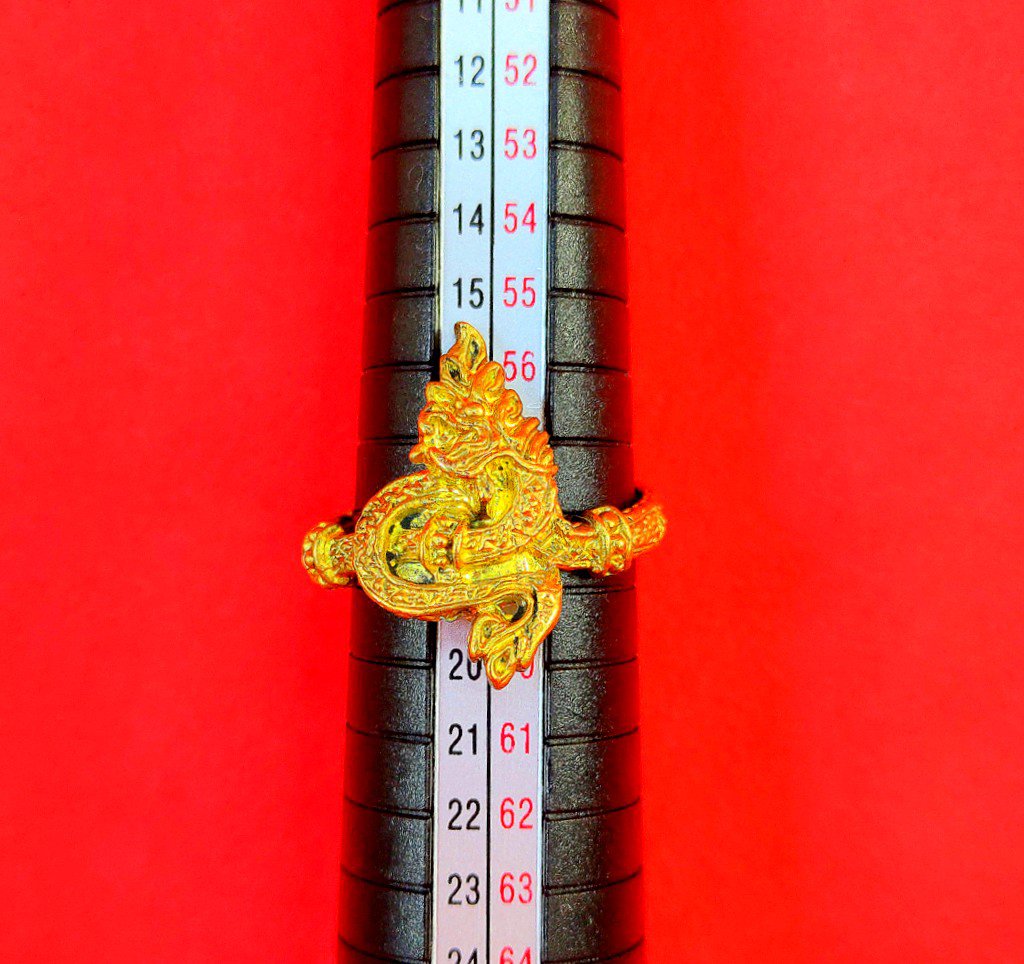 577 Ring Thai Buddha Amulet Phra Talisman Powerful Magic Wealth LP Dragon Merit