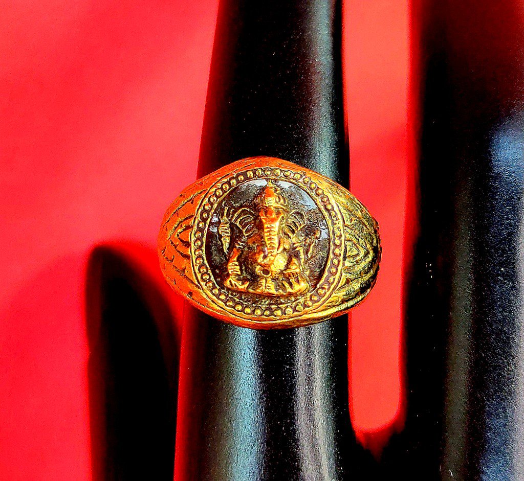 R075 Ring Thai Buddha Amulet Phra Talisman Powerful Magic Wealth LP Ganesh Rare