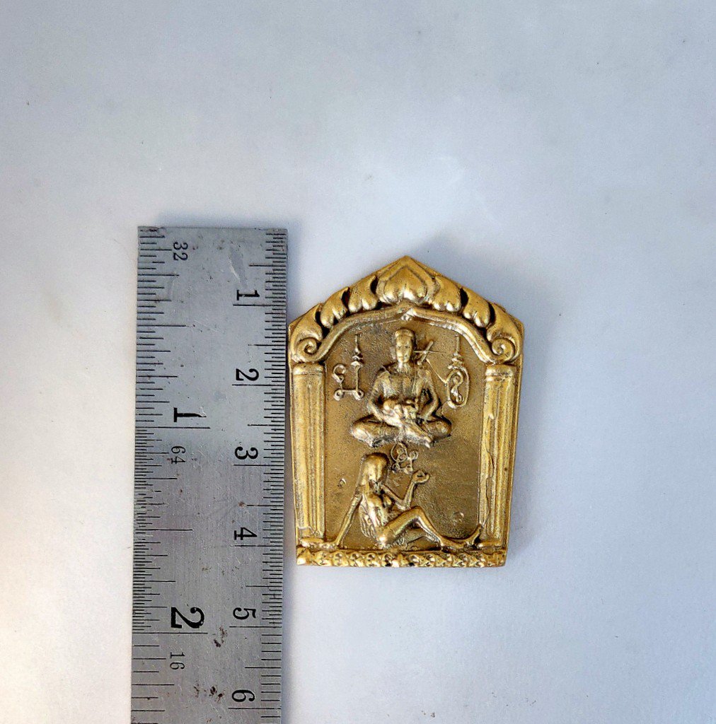 B064 Brass Thai Buddha Amulet Talisman Powerful Phra LP Magic Khun Phan Khunphan