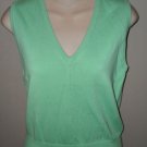 Tibi Green V Neck Cotton Pullover Sweater  Vest Tank S