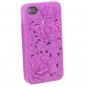 Purple 3D Sculpture Rose Flower for iPhone 4 4S 4G Hard Plastic Cover Case
