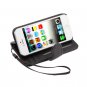 Black Card Wallet Synthetic Leather Case Pouch Cover for iPhone 5 5G + Silver Stylus #10228+6116#