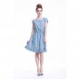 Cute Denim With Bow Print Dress/L #L8135-DENIMBLUE-L#