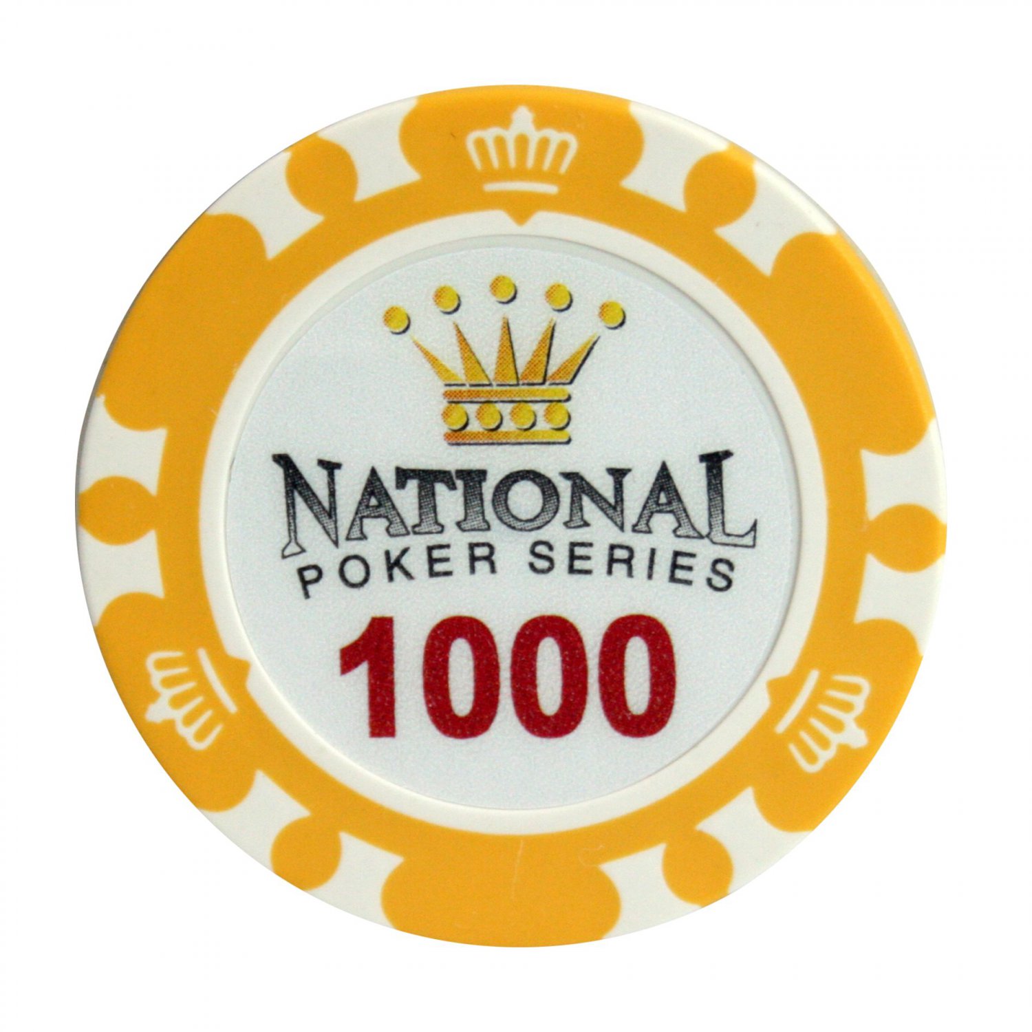 50pcs Matte National Clay Poker Chips 1000 Yellow 14 Gram (Ship US