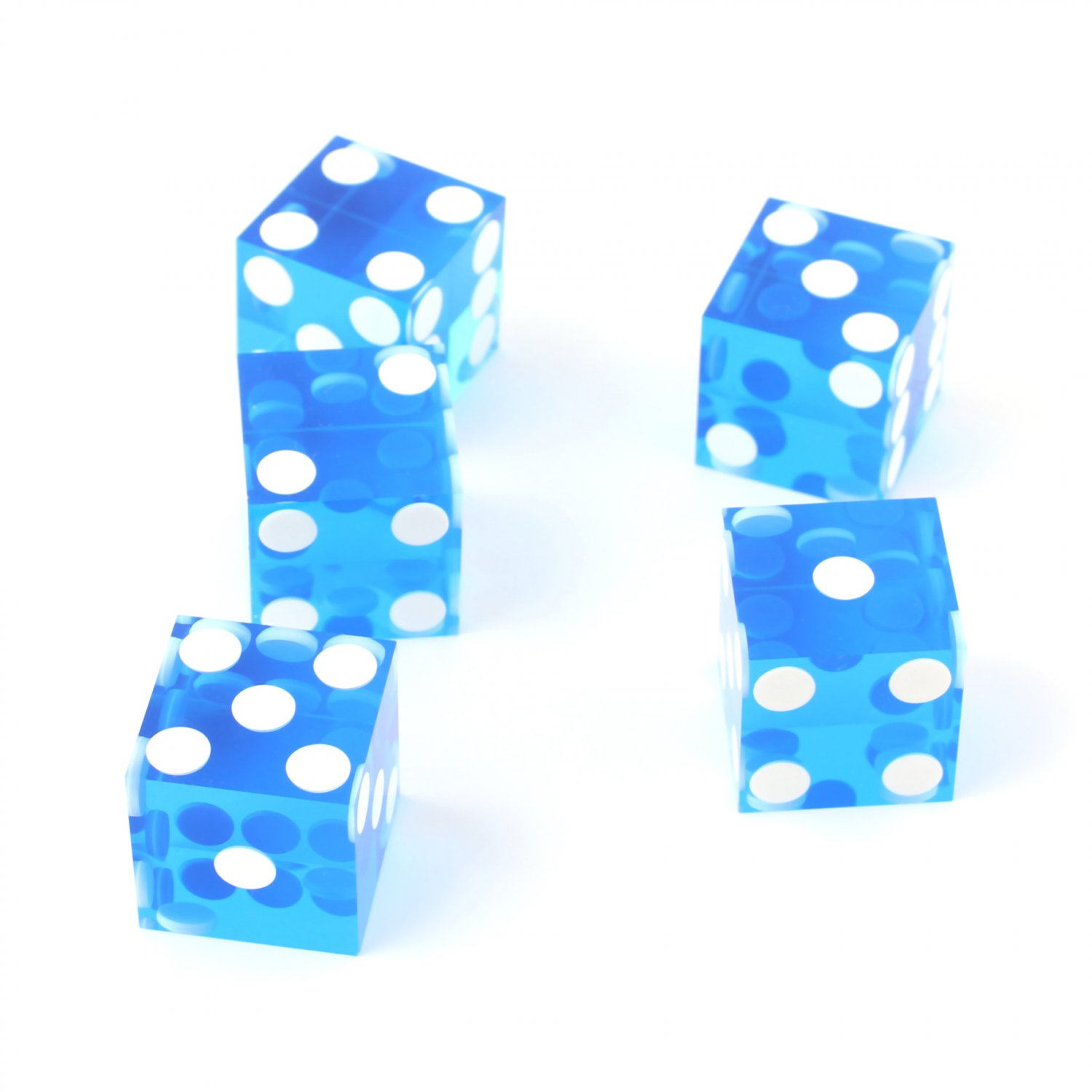 Blue Casino Craps Dice 19mm Grade Set of 5 Razor Edge Stick (Ship US