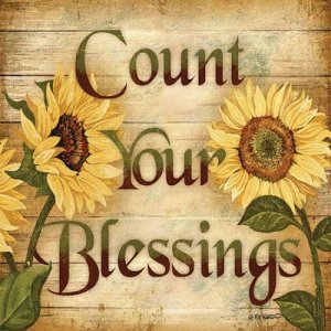 NEW UNFRAMED COUNT YOUR BLESSINGS SUNFLOWER PRINT 18X18
