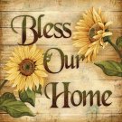 NEW UNFRAMED BLESS OUR HOME SUNFLOWER PRINT 18X18