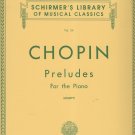 Schirmer Library of Classics Volume 34 Chopin Préludes