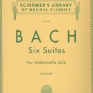 Schirmer Library of Classics Volume 1565 Bach Six Suites For Violoncello Solo