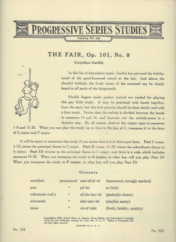 Progressive Series Studies The Fair, Op. 101, No.8 Sheet Music 1949