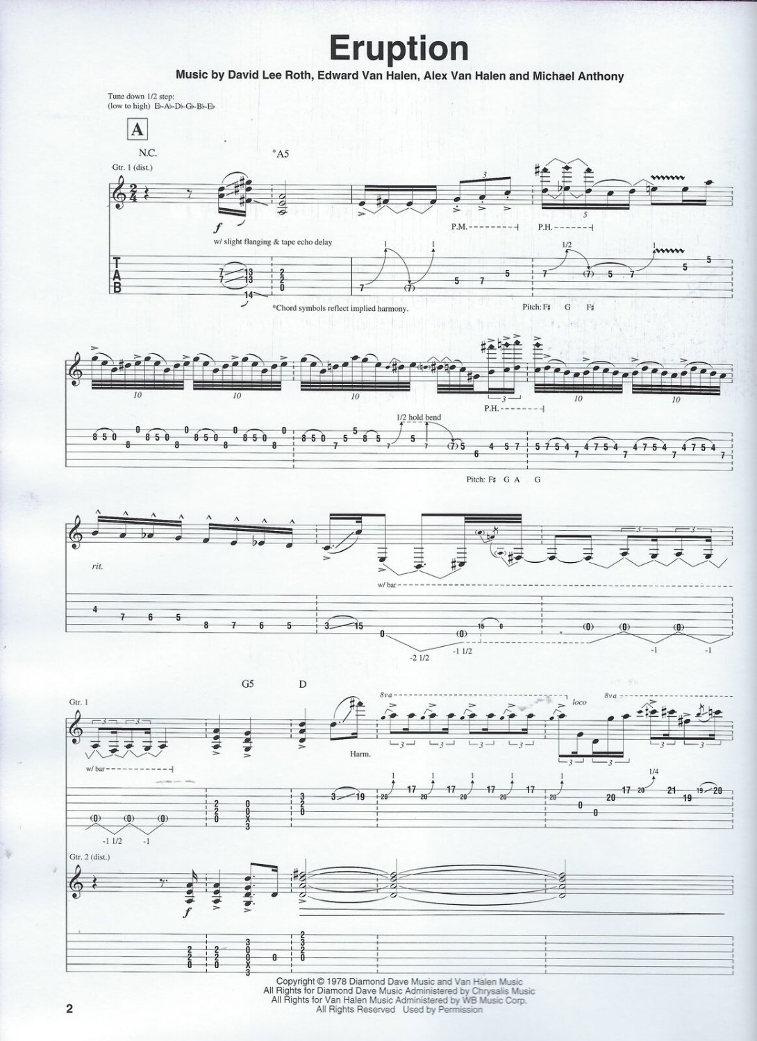 Van Halen Eruption Sheet Music