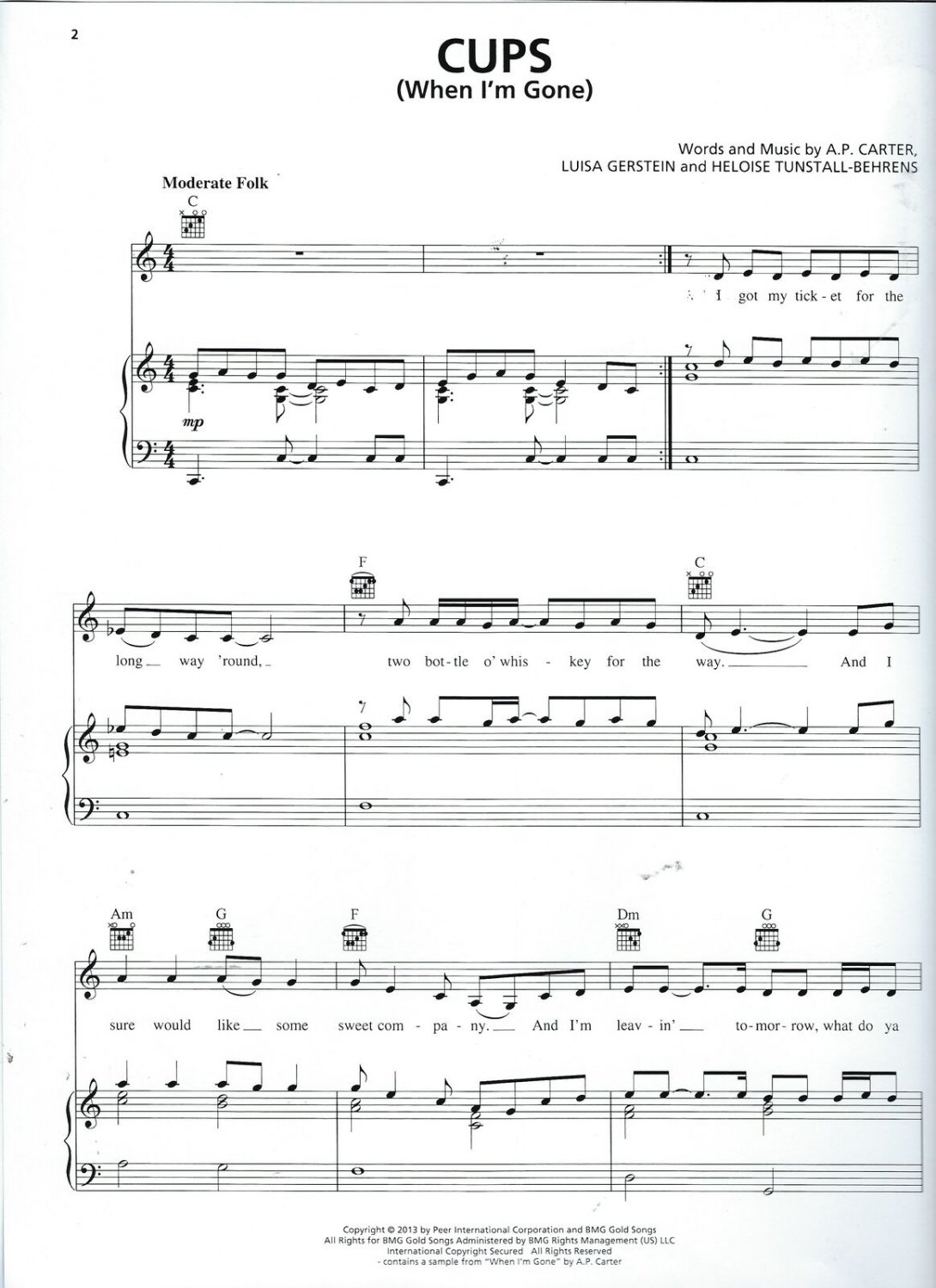 Cups Anna Kendrick Sheet Music