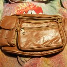 LAMBSKIN FANNY PACK WITH CELL PHONE POCKET BROWN