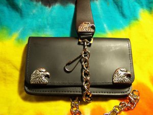 Biker/Trucker Wallet with Chain and key holder  with EAGLE HEAD SNAPS