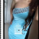 New Sexy Clubwear Blue One Shoulder Blink Mini Dress M