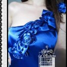 New Sexy Blue Side Strap 3D Floral Clubwear Dress