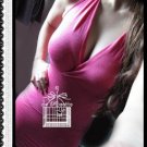 Halterneck Clubwear Hot Pink V Neck Mini Party Dress
