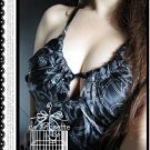 New Sexy Clubwear Black Satin Open Bust U Front Top