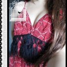 Sexy Deep V Neck Lace Ruffles Red Beach Party Sundress