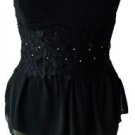 New Sexy Black Sequin Steel Boned Corset Top Clubwear