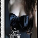 Black Bustier Corset Strapless Tube Top Ribbon Bow