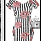 New Vintage Syle Rose Stripe Print Clubwear Mini Dress