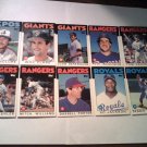 Darrell Portner,Bo Jackson,Will Clark...10 Card Lot MLB Topps 1986 BaseBall Cards