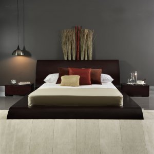 Waverly Modern King Size Platform Bed In Wenge Finish