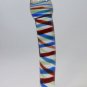 NEW Glass Massager-Curved Dildo Dong Anal Plug, Red Blue Spiral, 6 3/4" G-064