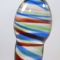 NEW Glass Massager-Curved Dildo Dong Anal Plug, Red Blue Spiral, 6 3/4" G-064