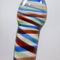 NEW Glass Massager-Curved Dildo Dong Anal Plug, Red Blue Spiral, 6 3/4" G-064