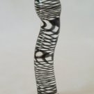 NEW Glass Massager - 6" Curved Dildo Dong Anal Plug, G-Spot, Black Spiral Line, Black/Clear, G-068