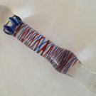 NEW Glass Massager-8 1/2" Straight Dildo Anal Plug W/Handle,Red/Blue Spiral Shaft, Small Knobs G-076