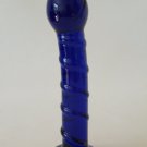 NEW Glass Massager-6 1/2" Curved Dildo Dong Anal Plug W/Base, Engraved Blue Spiral Shaft G-077