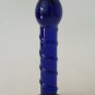 NEW Glass Massager-6 1/2" Curved Dildo Dong Anal Plug W/Base, Engraved Blue Spiral Shaft G-077