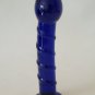 NEW Glass Massager-6 1/2" Curved Dildo Dong Anal Plug W/Base, Engraved Blue Spiral Shaft G-077