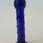 NEW Glass Massager-6 1/2" Curved Dildo Dong Anal Plug W/Base, Engraved Blue Spiral Shaft G-077