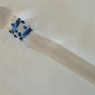NEW Glass Massager-8 1/4" Curved Dildo Dong Anal Plug, Double Heads, Blue Beads G-078
