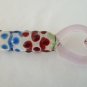 NEW Glass Massager-9 1/2" Straight Dildo Dong Anal Plug w/Heart Pink Handle, Colorful Beads G-081