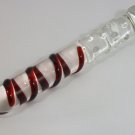 NEW Glass Massager-7 1/4" Straight Dildo Dong Anal Plug, Double Heads, Engraved Red Spiral G-083