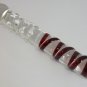 NEW Glass Massager-7 1/4" Straight Dildo Dong Anal Plug, Double Heads, Engraved Red Spiral G-083