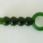 NEW Glass Massager-6 3/4" Straight Dildo Dong Anal Plug W/Circle Handle, B-Linked Bumps, Green G-084