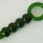 NEW Glass Massager-6 3/4" Straight Dildo Dong Anal Plug W/Circle Handle, B-Linked Bumps, Green G-084