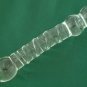 NEW Glass Massager-7 3/4" Curved Dildo Anal Plug, Engraved Spiral Shaft, Double Heads, Clear G-090