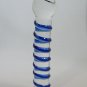 NEW Glass Massager-7" Straight Dildo Dong Anal Plug, Blue Spiral on Clear Shaft G-036