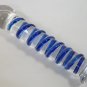 NEW Glass Massager-7" Straight Dildo Dong Anal Plug, Blue Spiral on Clear Shaft G-036