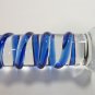 NEW Glass Massager-7" Straight Dildo Dong Anal Plug, Blue Spiral on Clear Shaft G-036