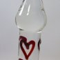 NEW Glass Massager-7 1/4" Curved Dildo Dong Anal Plug, Red Heart Engraved G-066