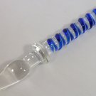 NEW Glass Massager-8.5" Straight Dildo Dong Anal Plug, Blue Engraved Spiral, Double Heads G-044